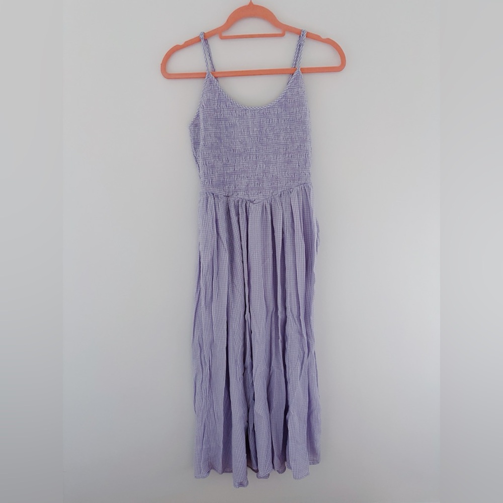 Aerie lavender gingham smocked summer dress